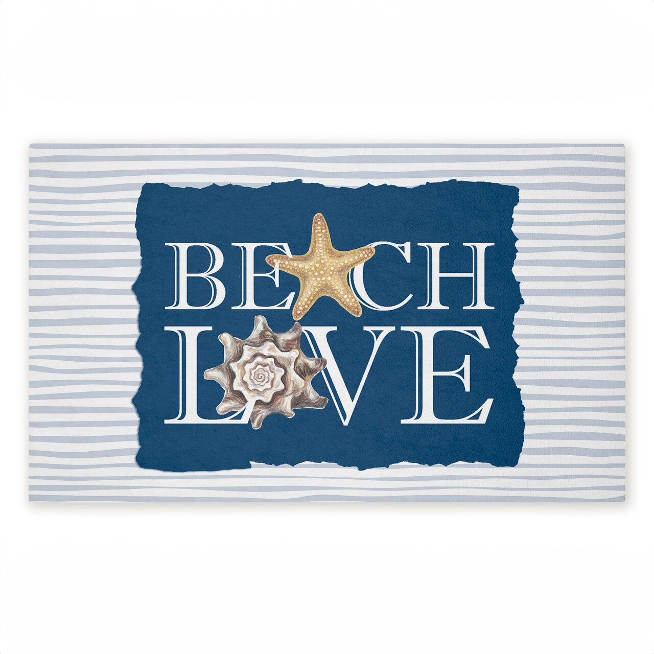 Stupell Industries Beach Love over Stripes Printed Outdoor Door Mat, design by Kim Allen, 18"x30"